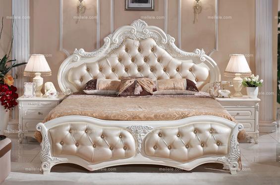 法式风格	1.8米皮拉扣床 PU发泡雕花床
