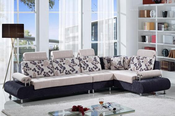 温柔海风 唯美布艺左转角沙发（1+3+左贵妃）