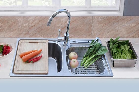 厨房不锈钢双水槽套装76*40CM