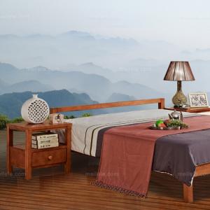 [木木原]中式风格 实木双人床 纽西兰松木床